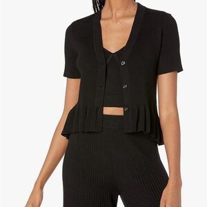 The Drop Women's Catalina Peplum Ruffle Rib Cardigan Sweater. Size XXS